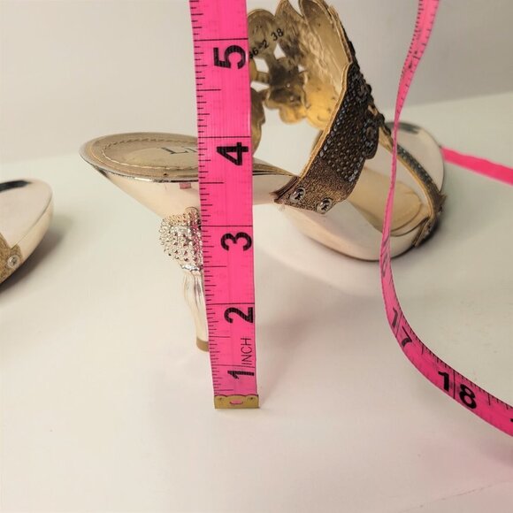 GOLD High Heels Crystal Embellished Heels Size 7 (size 38) - Picture 12 of 15